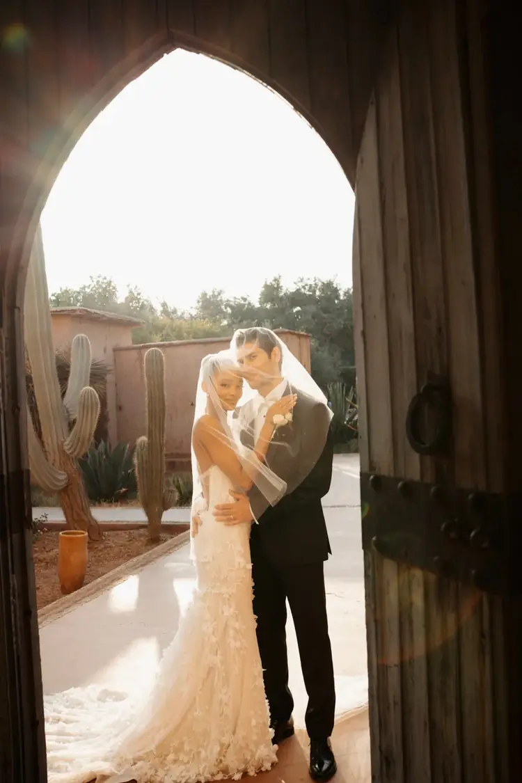Romantic wedding reception setup in a Marrakech riad garden