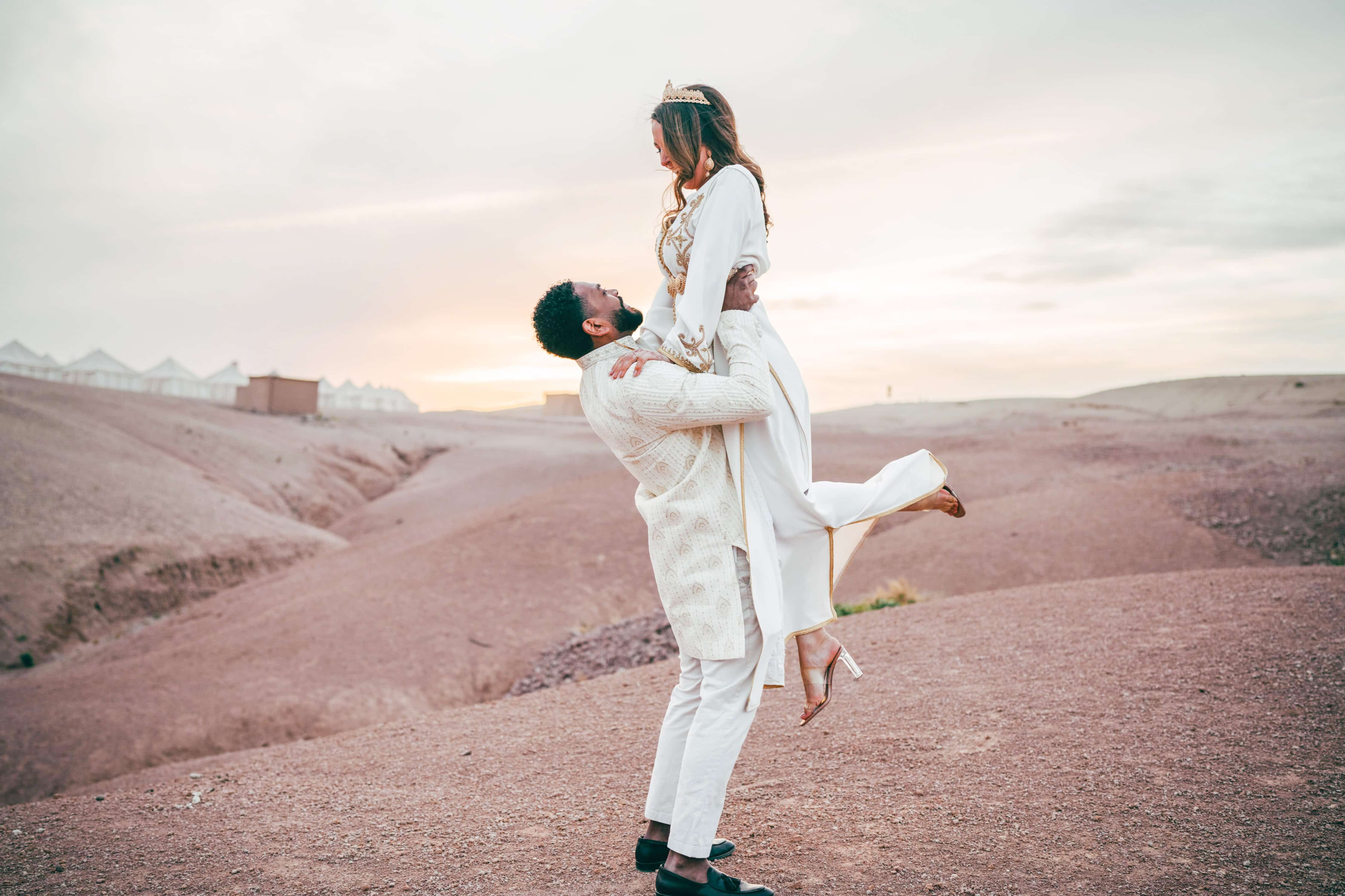 J & L ceremony moment at Marrakech destination wedding