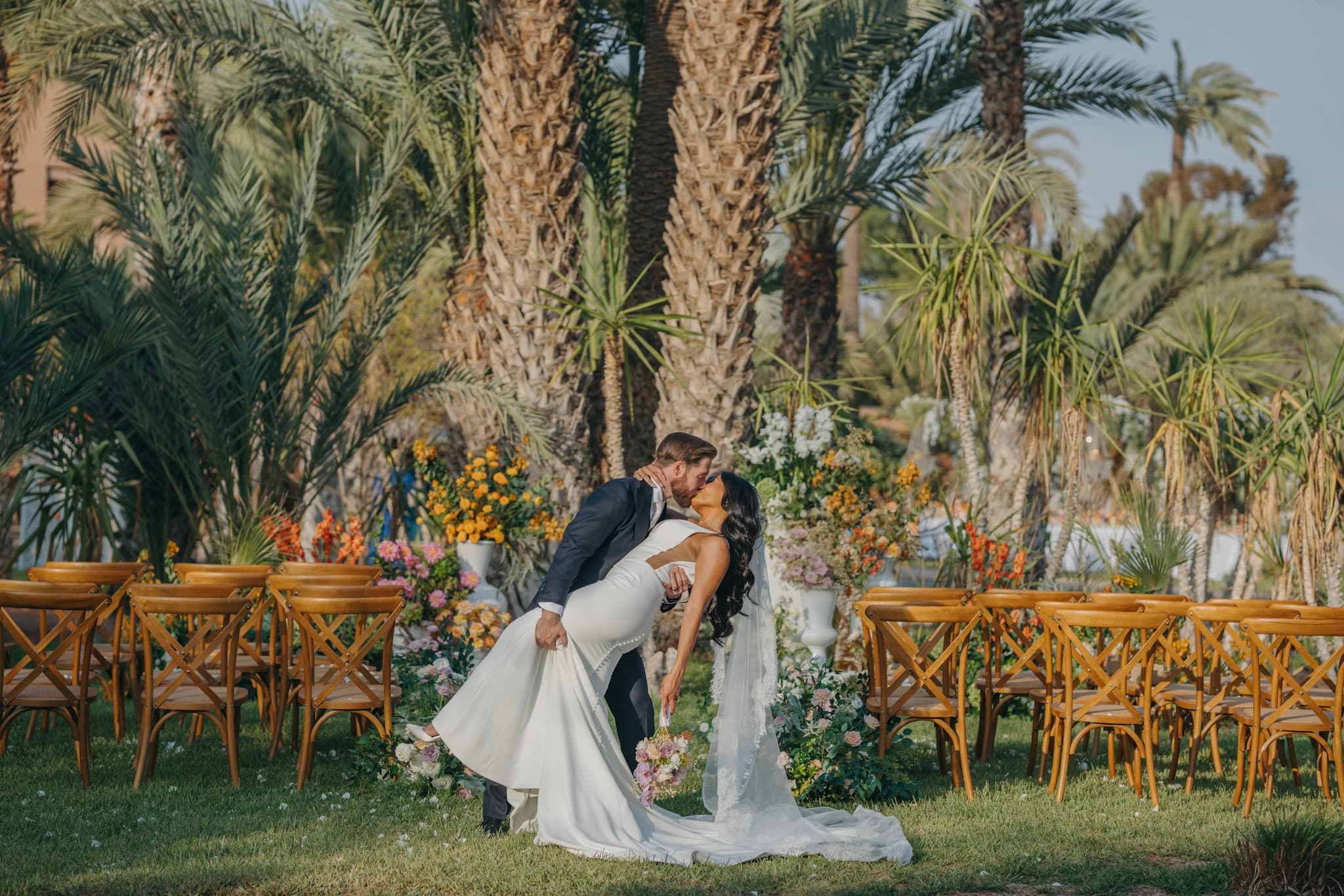 Bride and groom portrait at M & C Marrakech wedding, 2025