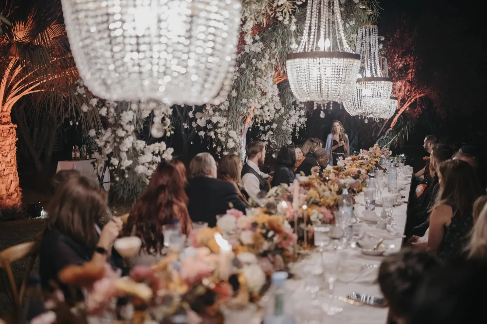 Elegant reception table setting at M & C Marrakech wedding