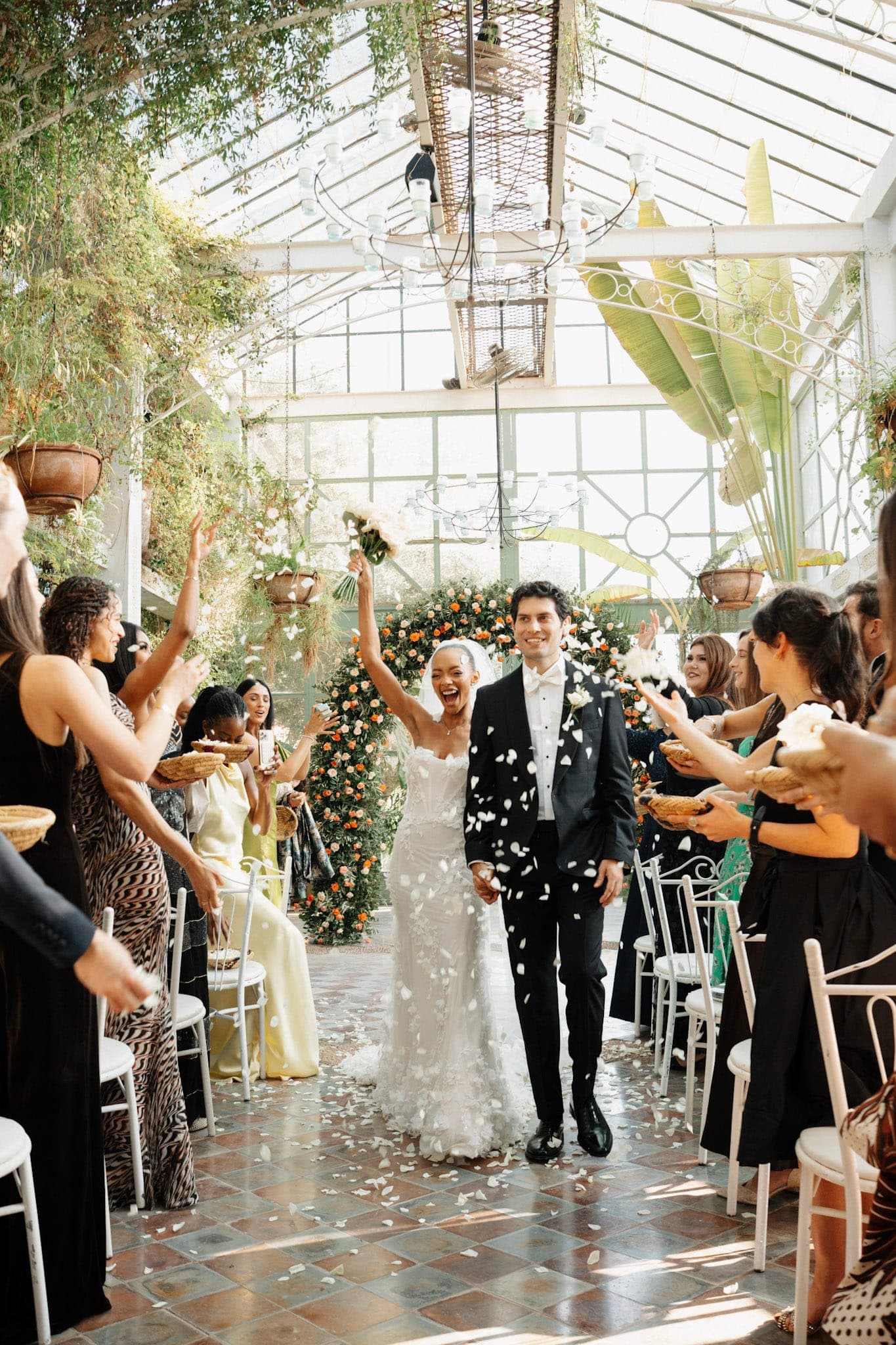 Ceremony aisle lined with flowers at a Marrakech luxury wedding