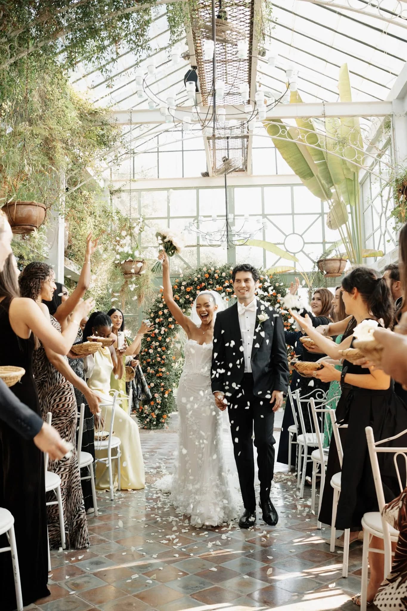 Ceremony aisle lined with flowers at a Marrakech luxury wedding