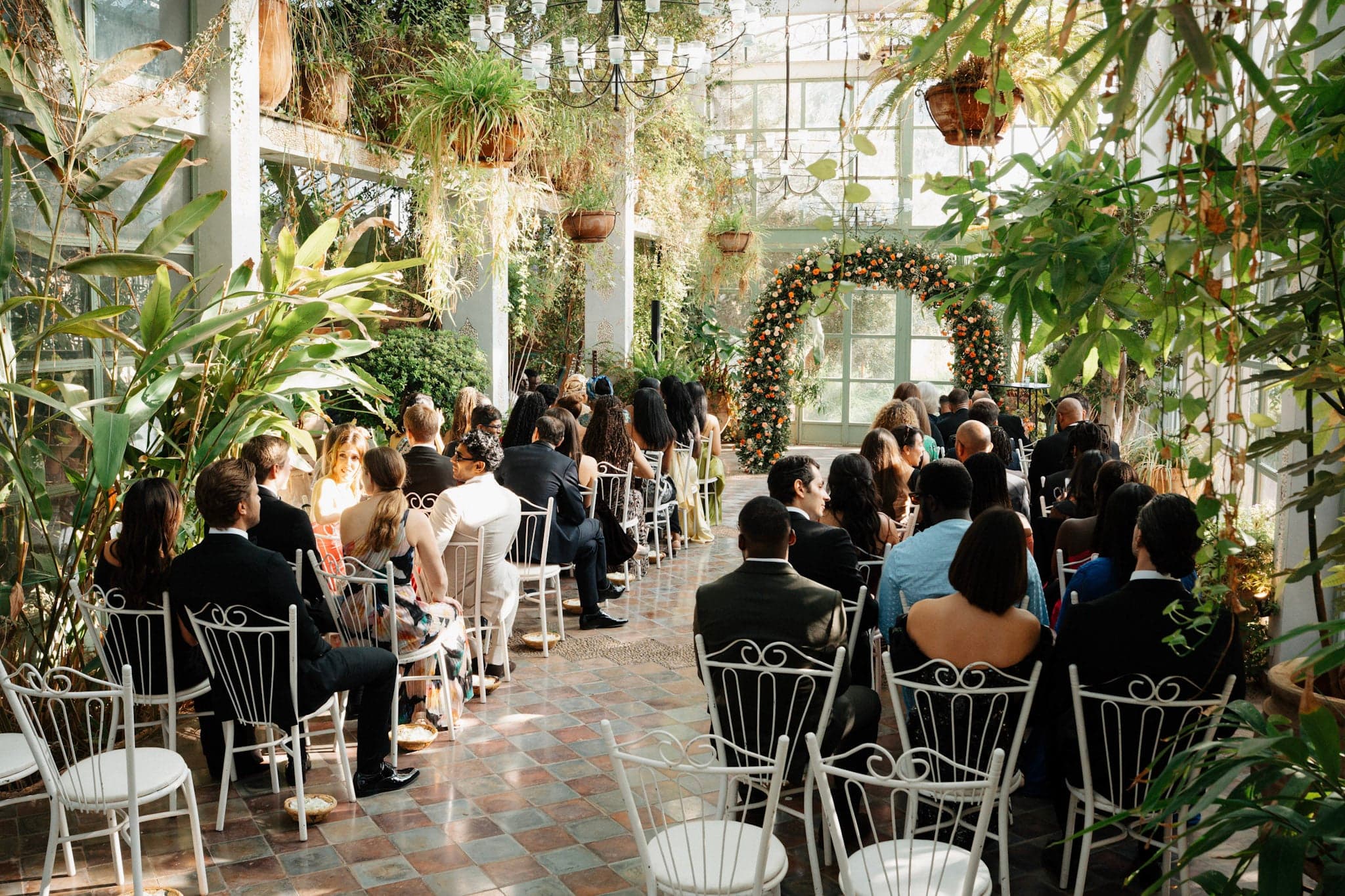 Evening wedding reception illuminated in warm light, Marrakech 2025