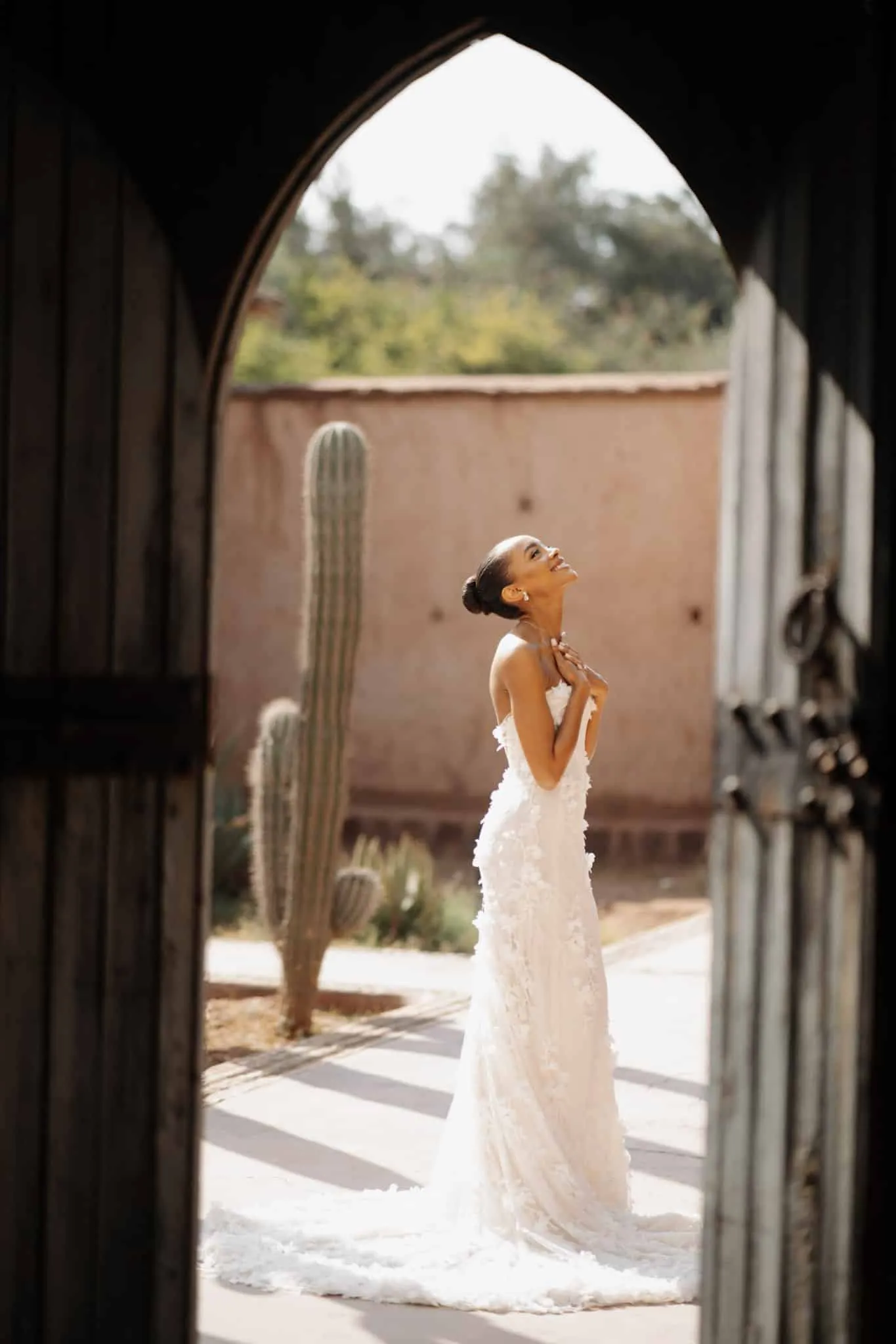 Wedding party celebrating at a Marrakech palace garden, 2025